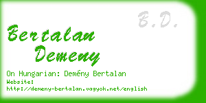 bertalan demeny business card
